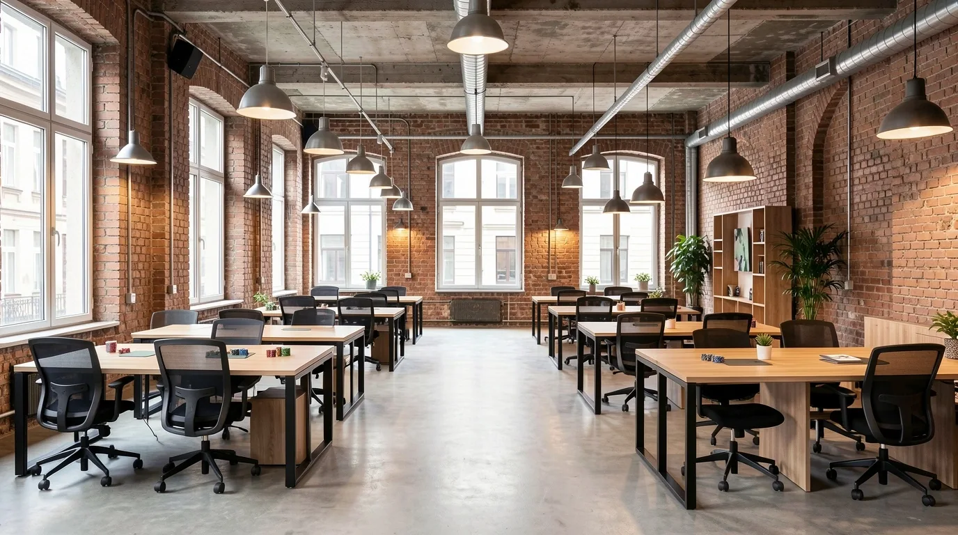 Wnętrze przestrzeni coworkingowej Vellfora przy ulicy Piotrkowskiej w Łodzi